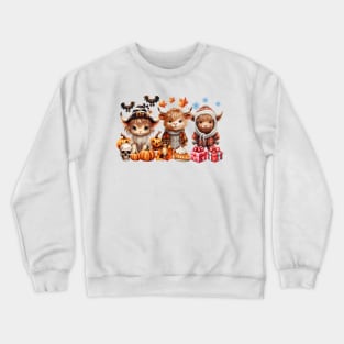 Happy Hallothanksmas Highland Cow #5 Crewneck Sweatshirt